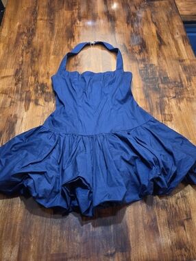 Alex & Sophia Drop-waist Mini Dress, Halter Top, Bubble Hem SZ Juniors 3/4